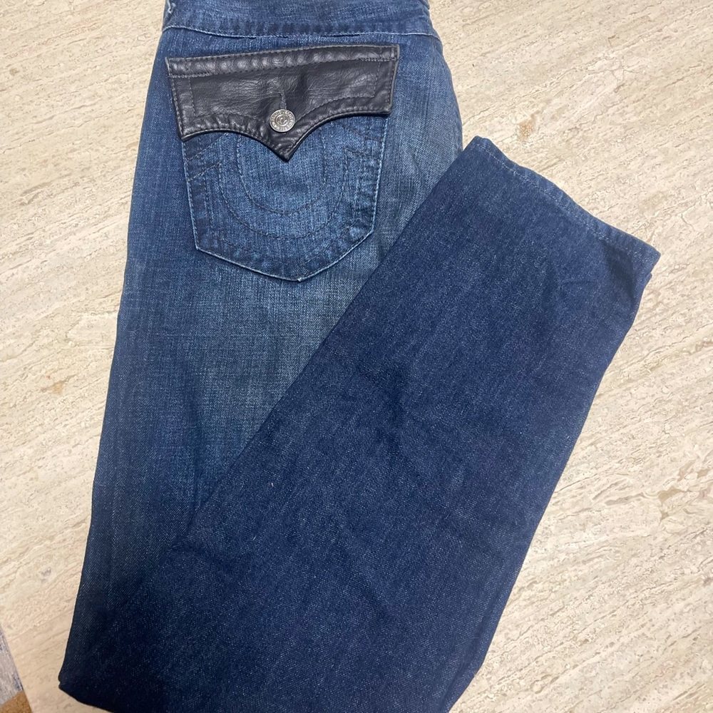Men’s True Religion Jeans size 31 Leather Pockets